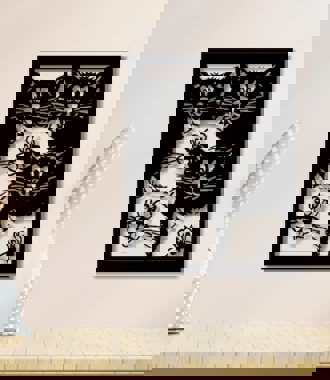 طرح دکور دیواری گربه های مناسب برای استفاده در دستگاه های cnc چوب و cnc لیزر - laser cut cats wall decor