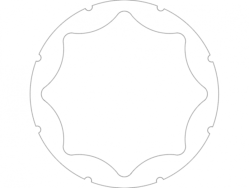 طرح نیم منحنی رینگ h1 مناسب برای استفاده در دستگاه های cnc چوب و cnc لیزر - h1 rim stiffner half curved dxf file