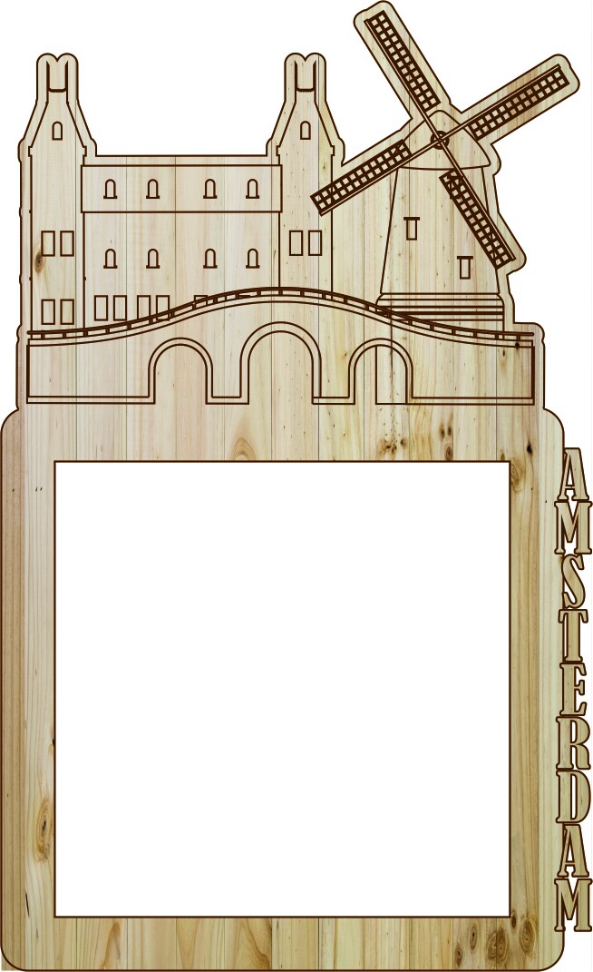 طرح قاب عکس آمستردام مناسب برای استفاده در دستگاه های cnc چوب و cnc لیزر - laser cut photo frame amsterdam dxf file
