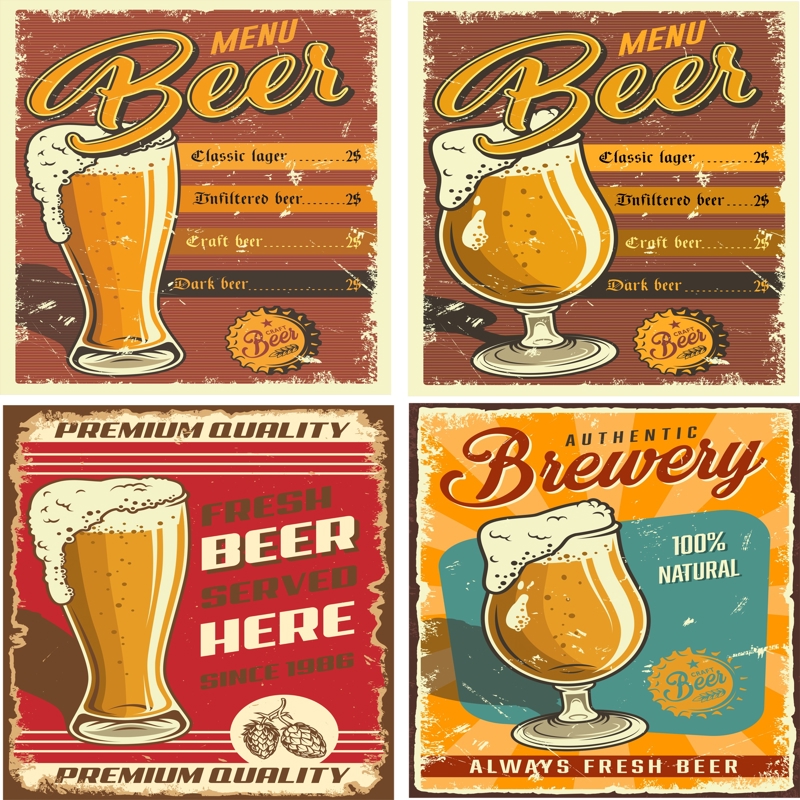 طرح پوسترهای نوشابهی قدیمی ۲ مناسب برای استفاده در دستگاه های cnc چوب و cnc لیزر - retro beer posters 2 cdr file