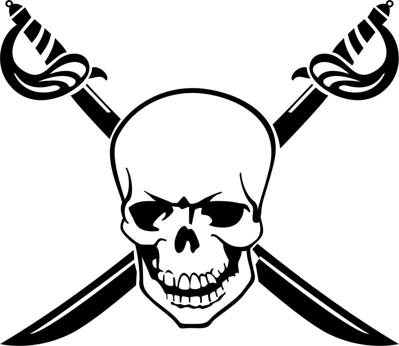 طرح جمجمه دزدان دریایی مناسب برای استفاده در دستگاه های cnc چوب و cnc لیزر - pirate skull ai file