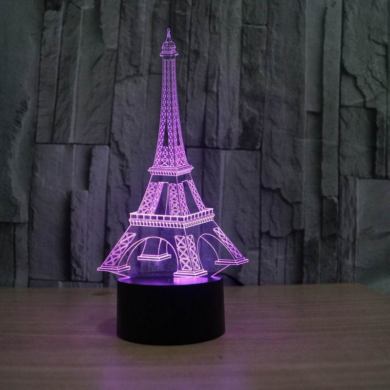طرح چراغ خواب سه بعدی LED تزیینی برج ایفل مناسب برای استفاده در دستگاه های cnc چوب و cnc لیزر - eiffel tower decor 3d led night light cdr file