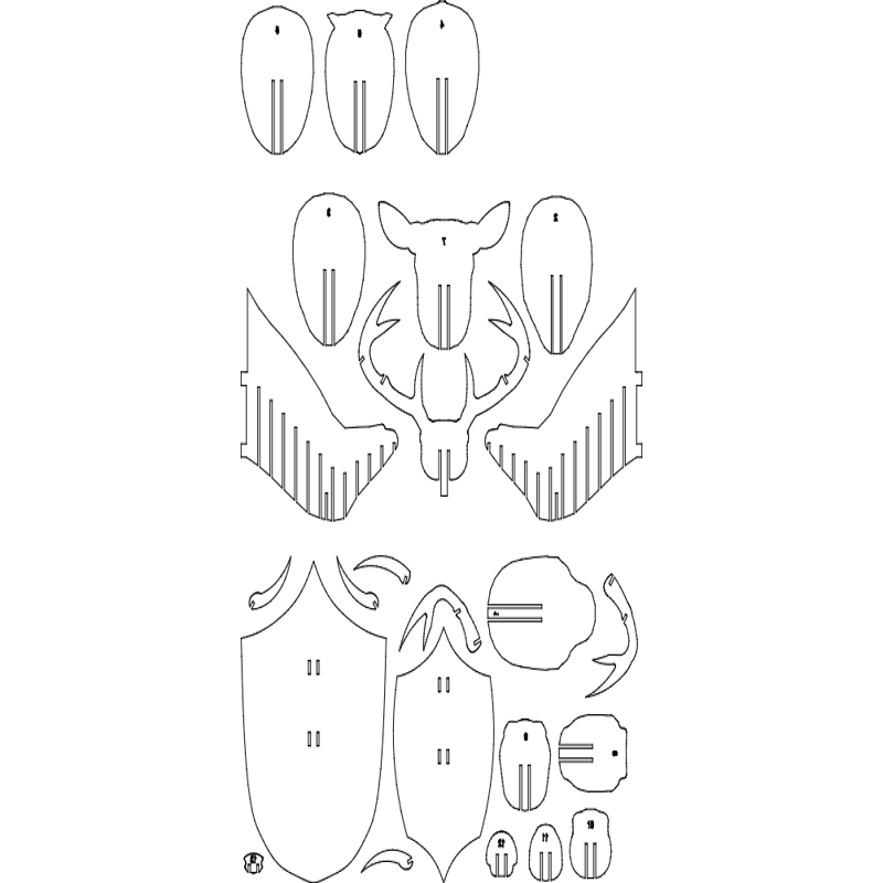طرح سر گوزن مناسب برای استفاده در دستگاه های cnc چوب و cnc لیزر - deer head dxf file