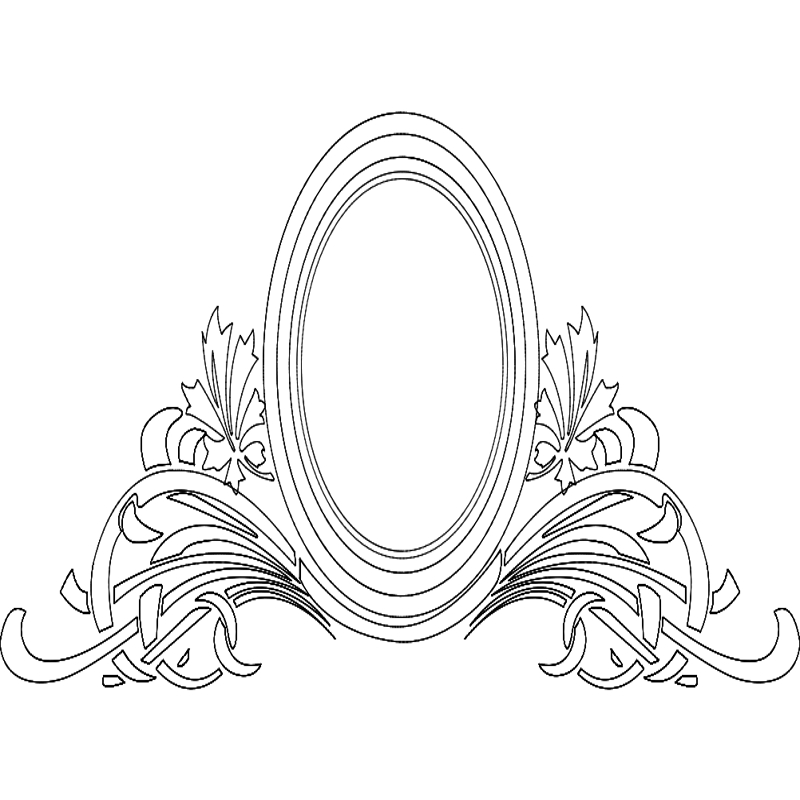 طرح قاب آینه طرح گلدار مناسب برای استفاده در دستگاه های cnc چوب و cnc لیزر - mirror frame floral dxf file