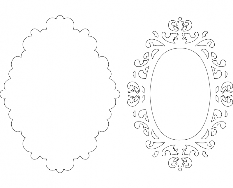 طرح قاب آینه شماره ۲۲ مناسب برای استفاده در دستگاه های cnc چوب و cnc لیزر - mirror frame 22 dxf file