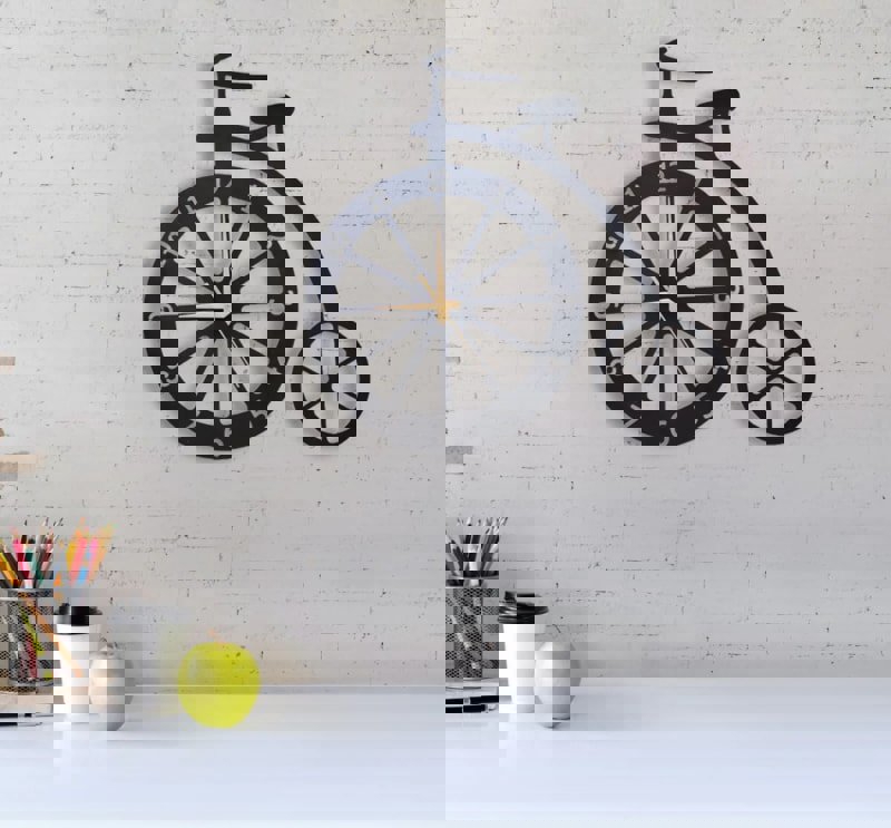 طرح ساعت دیواری دوچرخه مناسب برای استفاده در دستگاه های cnc چوب و cnc لیزر - laser cut bicycle wall clock