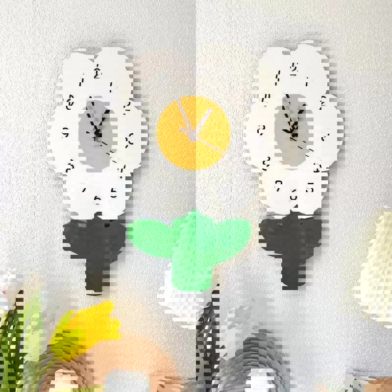 طرح ساعت دیواری گلدار زیبا با مناسب برای استفاده در دستگاه های cnc چوب و cnc لیزر - laser cut cute flower wall clock