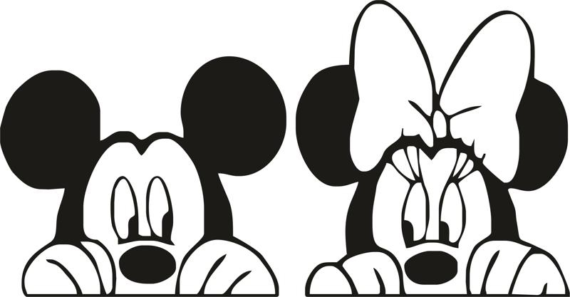 طرح فایل وکتور اسلیوت میکی و مینی موس مناسب برای استفاده در دستگاه های cnc چوب و cnc لیزر - mickey and minnie mouse slihouette vector cdr file