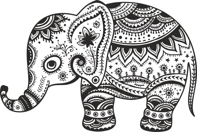 طرح فیل گلدار قدیمی مناسب برای استفاده در دستگاه های cnc چوب و cnc لیزر - retro floral elephant cdr file