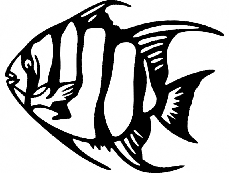 طرح فرشته ماهی ۲ مناسب برای استفاده در دستگاه های cnc چوب و cnc لیزر - angel fish 2 dxf file