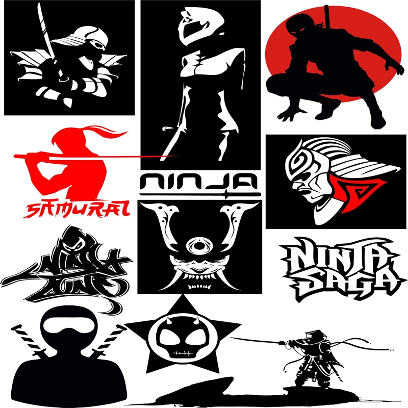طرح مجموعه هنری وکتورهای نینجا مناسب برای استفاده در دستگاه های cnc چوب و cnc لیزر - ninja vectors art pack cdr file