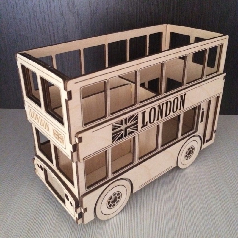 طرح اتوبوس لندن مناسب برای استفاده در دستگاه های cnc چوب و cnc لیزر - london bus dxf file