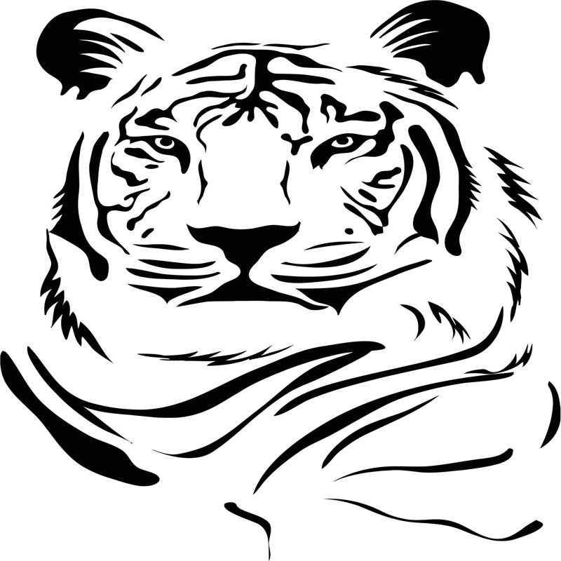 طرح شابلون ببر مناسب برای استفاده در دستگاه های cnc چوب و cnc لیزر - tiger stencil cdr file