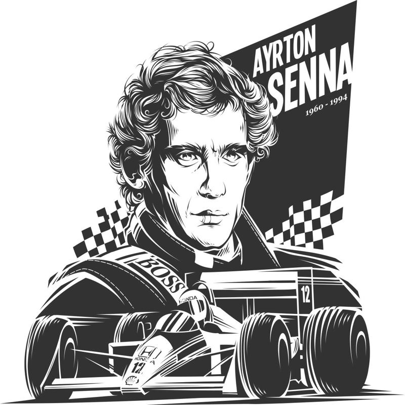 طرح وکتور آیرتون سنا مناسب برای استفاده در دستگاه های cnc چوب و cnc لیزر - ayrton senna vector cdr file