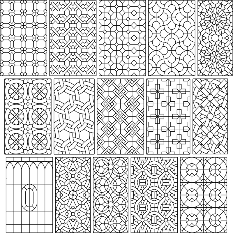 طرح مجموعه الگوهای ، مناسب برای استفاده در دستگاه های cnc چوب و cnc لیزر - dxf pattern collection dxf file