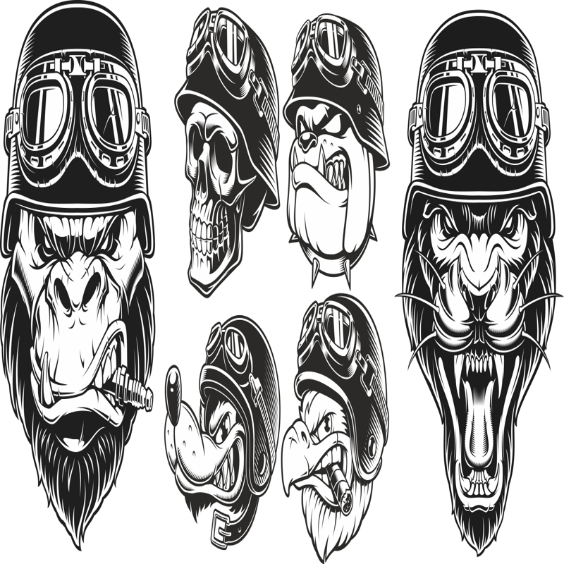 طرح مجموعه حیوانات موتورسواران مناسب برای استفاده در دستگاه های cnc چوب و cnc لیزر - bikers animals set cdr file