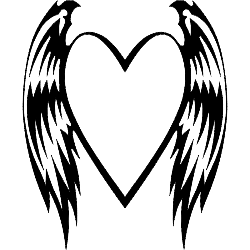 طرح قلب با بال مناسب برای استفاده در دستگاه های cnc چوب و cnc لیزر - heart with wings dxf file