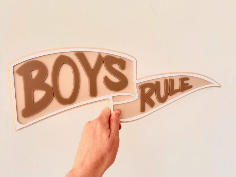 طرح علامت قانون پسرانه مناسب برای استفاده در دستگاه های cnc چوب و cnc لیزر - laser cut boys rule sign