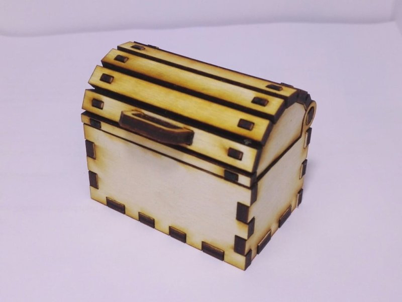 طرح صندوقچه گنج کوچک مناسب برای استفاده در دستگاه های cnc چوب و cnc لیزر - laser cut small treasure chest