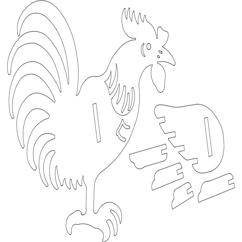 طرح سه بعدی خروس مناسب برای استفاده در دستگاه های cnc چوب و cnc لیزر - rooster 3d dxf file