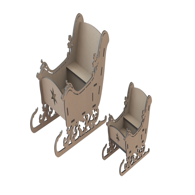 طرح سورتمه کریسمس مناسب برای استفاده در دستگاه های cnc چوب و cnc لیزر - laser cut christmas sleigh cdr file