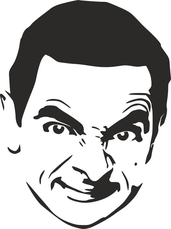 طرح شابلون آقای بین مناسب برای استفاده در دستگاه های cnc چوب و cnc لیزر - mr bean stencil dxf file