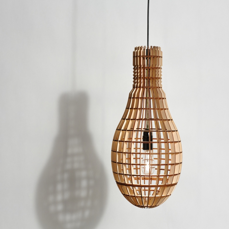 طرح لامپ به شکل لامپ مناسب برای استفاده در دستگاه های cnc چوب و cnc لیزر - laser cut light bulb shape lamp cdr file