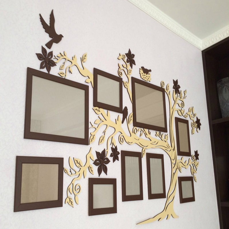 طرح قاب عکس درخت خانوادگی مناسب برای استفاده در دستگاه های cnc چوب و cnc لیزر - laser cut family tree photo frames cdr file