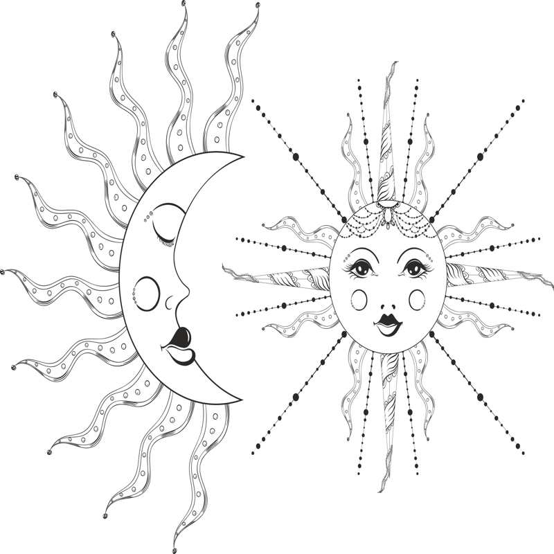 طرح دکور ماه و خورشید مناسب برای استفاده در دستگاه های cnc چوب و cnc لیزر - moon and sun decor cdr file