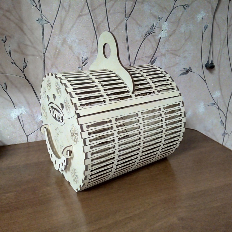 طرح سبد چوبی تزئینی، dwg مناسب برای استفاده در دستگاه های cnc چوب و cnc لیزر - laser cut wooden decorative basket dwg file
