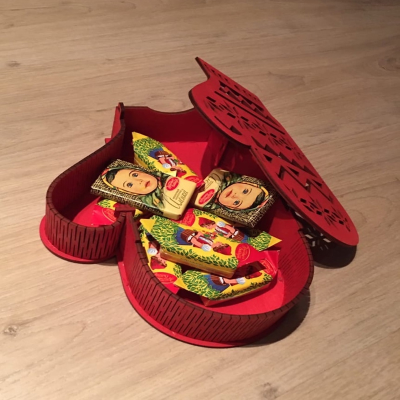 طرح جعبه کادویی دستکش چوبی مناسب برای استفاده در دستگاه های cnc چوب و cnc لیزر - laser cut wooden mitten gift box cdr file