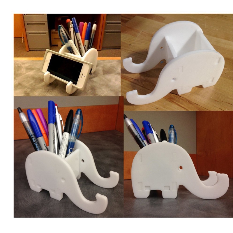 طرح گوشی و جا خودکاری فیل مناسب برای استفاده در دستگاه های cnc چوب و cnc لیزر - laser cut elephant phone and pen holder dxf file