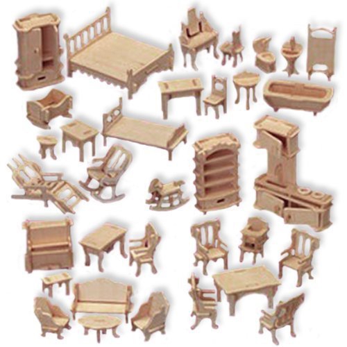 طرح مبلمان خانه عروسکی مناسب برای استفاده در دستگاه های cnc چوب و cnc لیزر - laser cut dollhouse furniture dxf file