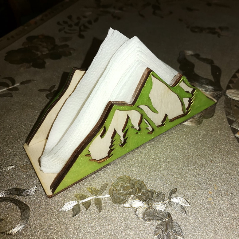 طرح جای دستمال سفره چوبی کوهی مناسب برای استفاده در دستگاه های cnc چوب و cnc لیزر - laser cut wooden mountain napkin holder cdr file