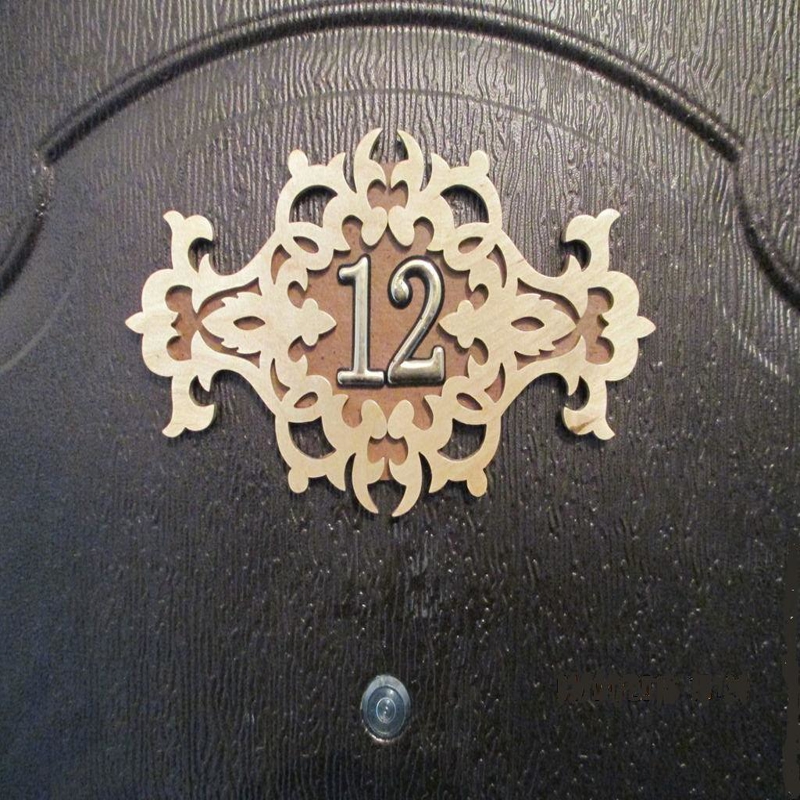 طرح پلاک شماره اتاق تزئینی مناسب برای استفاده در دستگاه های cnc چوب و cnc لیزر - laser cut decorative room number plate design svg file