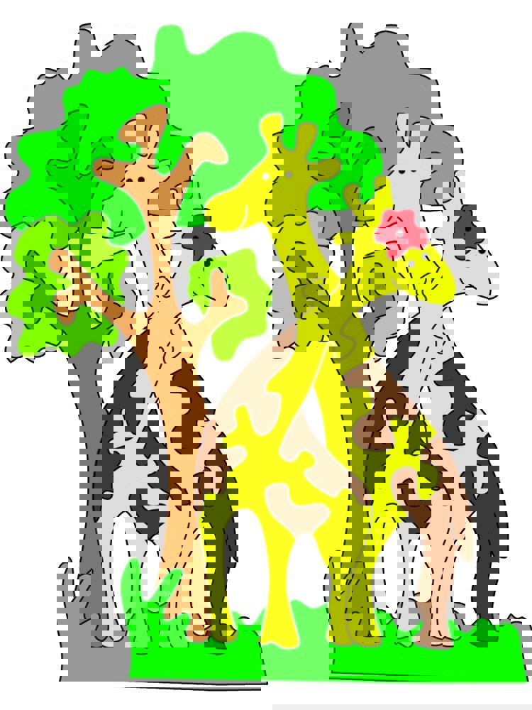 طرح پازل زرافه مناسب برای استفاده در دستگاه های cnc چوب و cnc لیزر - laser cut giraffe jigsaw puzzle cdr file