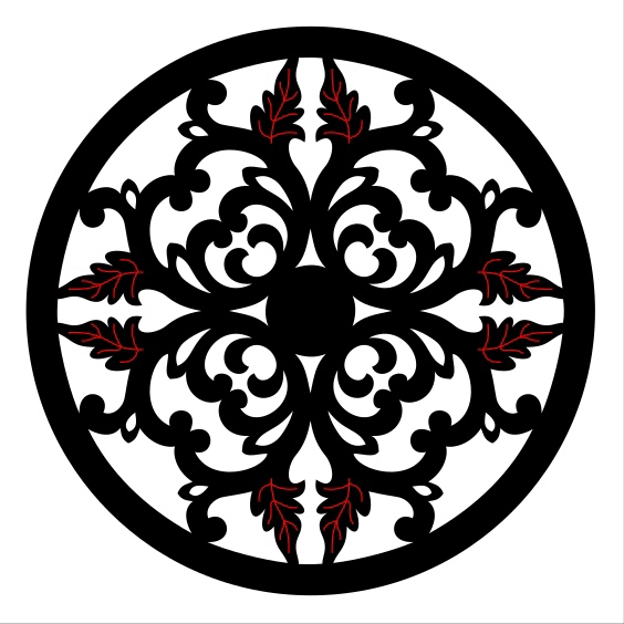 طرح دایره تزئینی گلدار مناسب برای استفاده در دستگاه های cnc چوب و cnc لیزر - laser cut floral decorative circle design svg file