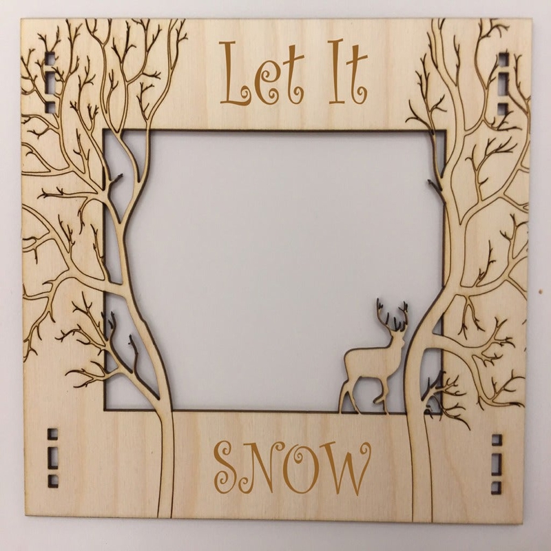 طرح قاب عکس چوبی با موضوع جنگل ، مناسب برای استفاده در دستگاه های cnc چوب و cnc لیزر - wooden photo frame jungle theme laser cutting template dxf file