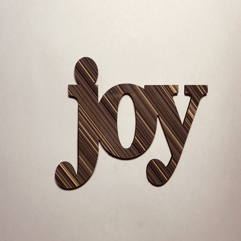 طرح کلمه joy wood مناسب برای استفاده در دستگاه های cnc چوب و cnc لیزر - laser cut word joy wood cutout cdr file