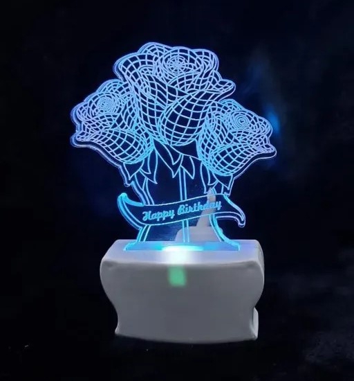 طرح چراغ خواب LED سه بعدی گل رز مناسب برای استفاده در دستگاه های cnc چوب و cnc لیزر - laser cut roses 3d led night light cdr file