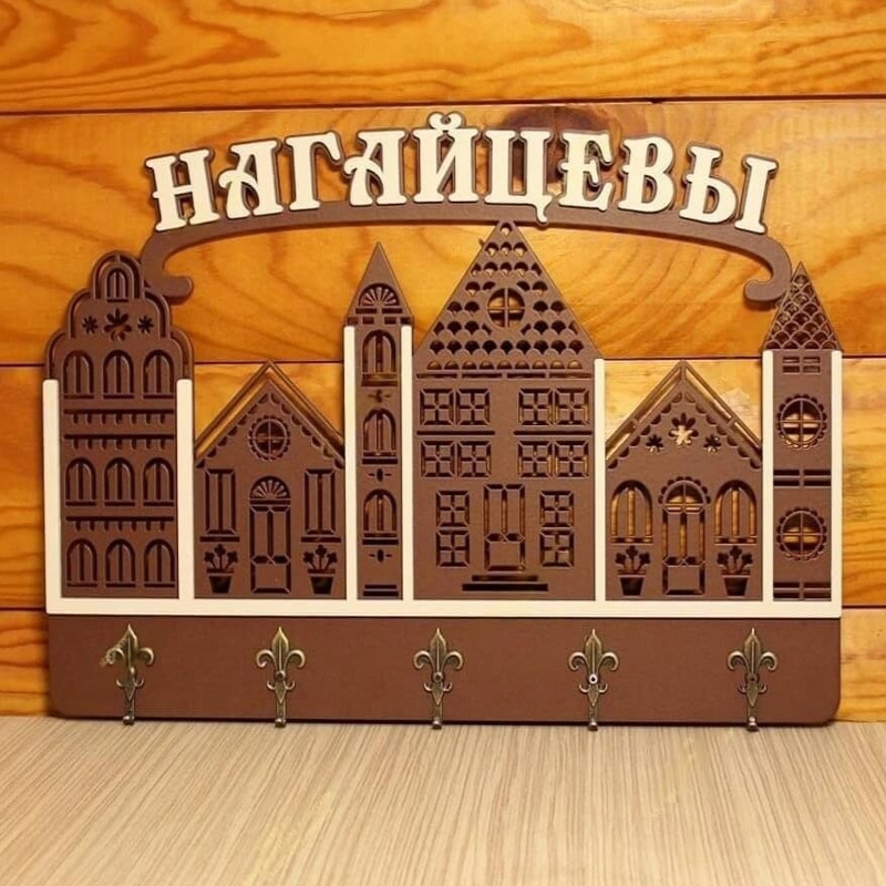 طرح جاکلیدی دیواری طرح خانه مناسب برای استفاده در دستگاه های cnc چوب و cnc لیزر - laser cut house shaped decorative wall key holder cdr file