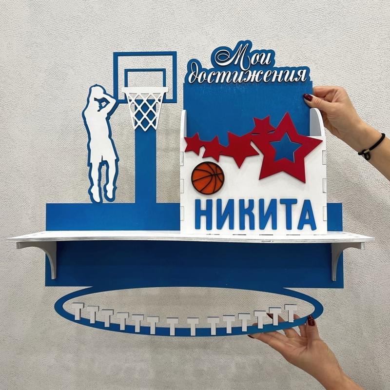 طرح آویز مدال بسکتبال مناسب برای استفاده در دستگاه های cnc چوب و cnc لیزر - laser cut basketball medal hanger cdr file