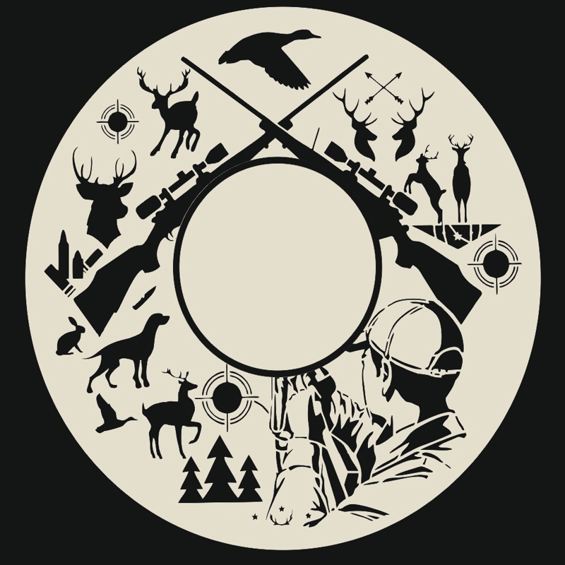 طرح ساعت دیواری طرح شکارچی حیوانات وحشی مخصوص شکار مناسب برای استفاده در دستگاه های cnc چوب و cnc لیزر - laser cut hunter wild animals wall clock hunting wall decor cdr file