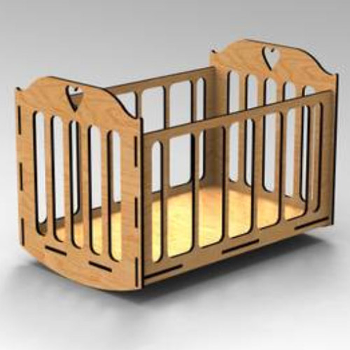 طرح تخت کودک گهواره ای مناسب برای استفاده در دستگاه های cnc چوب و cnc لیزر - laser cut rocking cradle crib cdr file