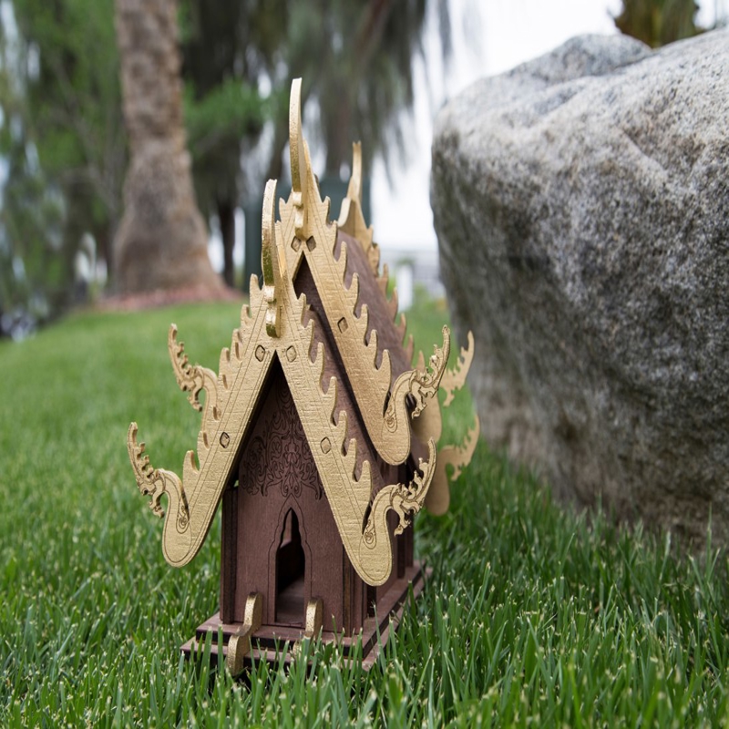 طرح خانه پاگودا مناسب برای استفاده در دستگاه های cnc چوب و cnc لیزر - laser cut pagoda house template cdr file
