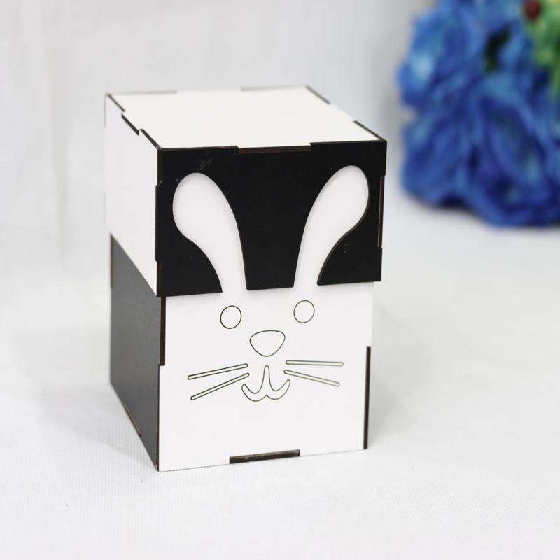 طرح سه بعدی جعبه خرگوش مناسب برای استفاده در دستگاه های cnc چوب و cnc لیزر - laser cut bunny box 3mm cdr file