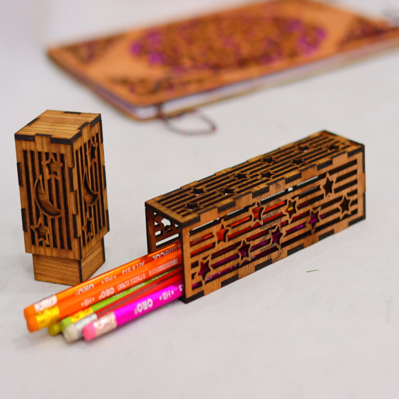 طرح جا مدادی چوبی مناسب برای استفاده در دستگاه های cnc چوب و cnc لیزر - laser cut wooden pencil case cdr file