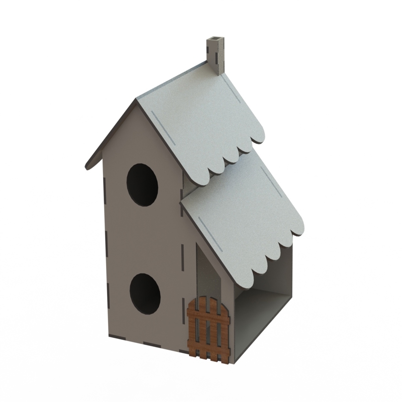 طرح خانه پرنده چوبی ناتمام مناسب برای استفاده در دستگاه های cnc چوب و cnc لیزر - laser cut unfinished wooden bird house dxf file