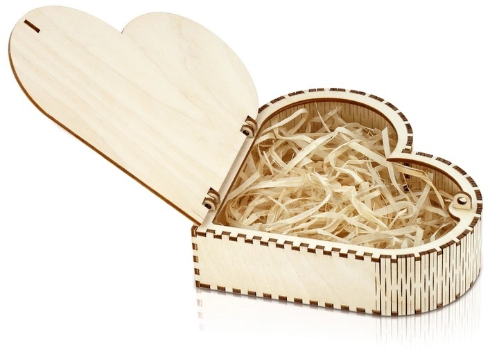 طرح جعبه قلبی چوبی مناسب برای استفاده در دستگاه های cnc چوب و cnc لیزر - laser cut wooden heart box cdr file
