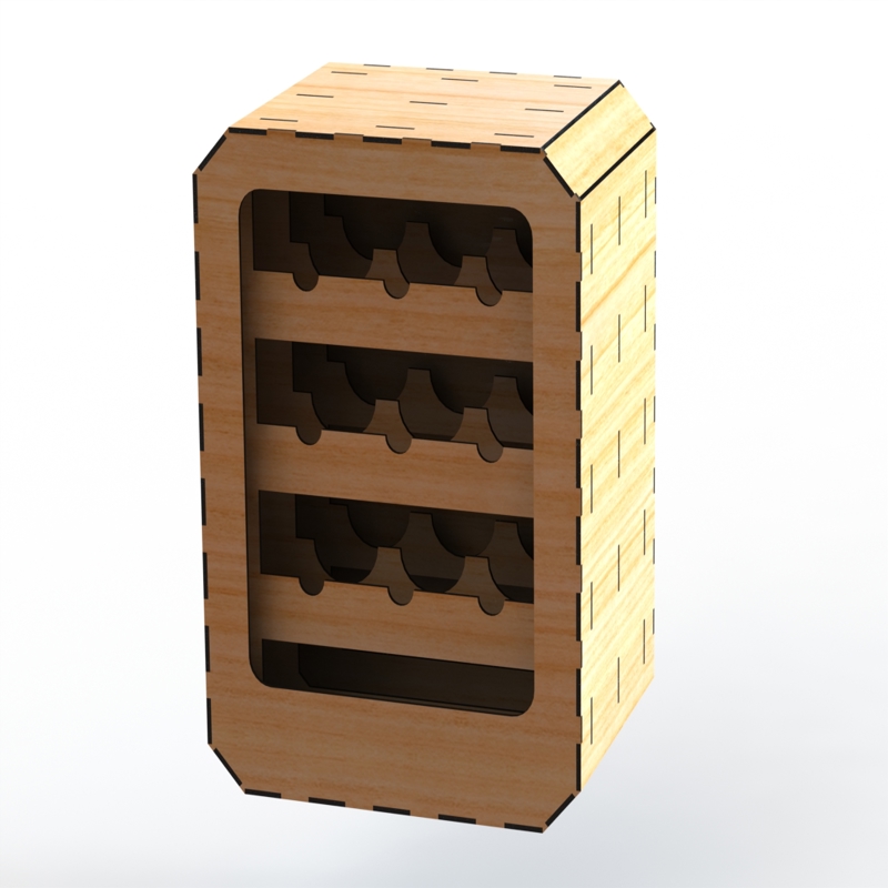 طرح جا نوشابهی مستطیلی ۶ میلی‌متری مناسب برای استفاده در دستگاه های cnc چوب و cnc لیزر - laser cut rectangular wine rack 6mm cdr file